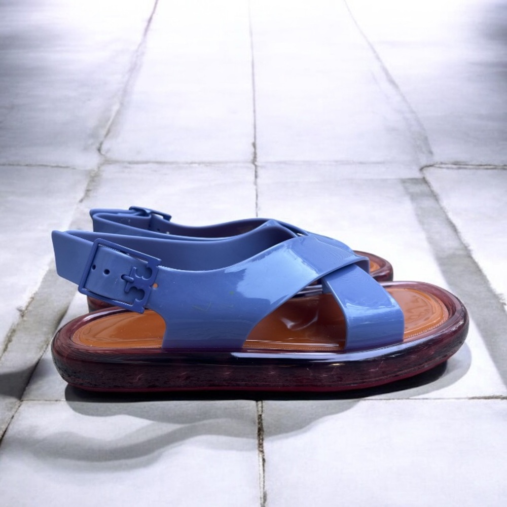 Tory Burch Crisscross Dark Lotus/Ruby Jelly Bubble Sandal Purple Size 9 - Picture 7 of 9